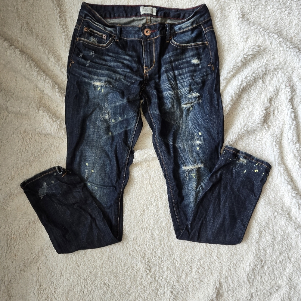 Aeropostale Womens Dark Blue  Distressed Bayla Low Rise Jeans  Size 5/6 Y2k